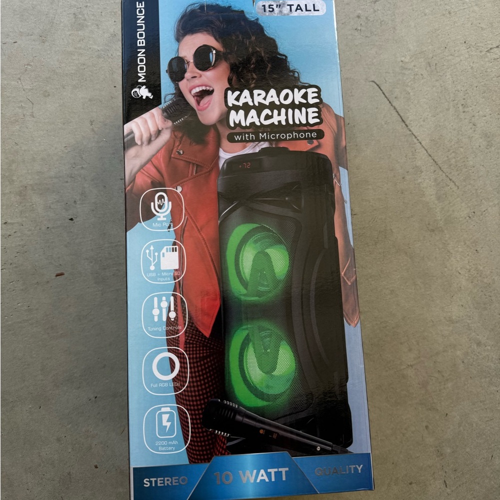 NWB Moon Bounce Karaoke Machine with Microphone Bluetooth Speaker